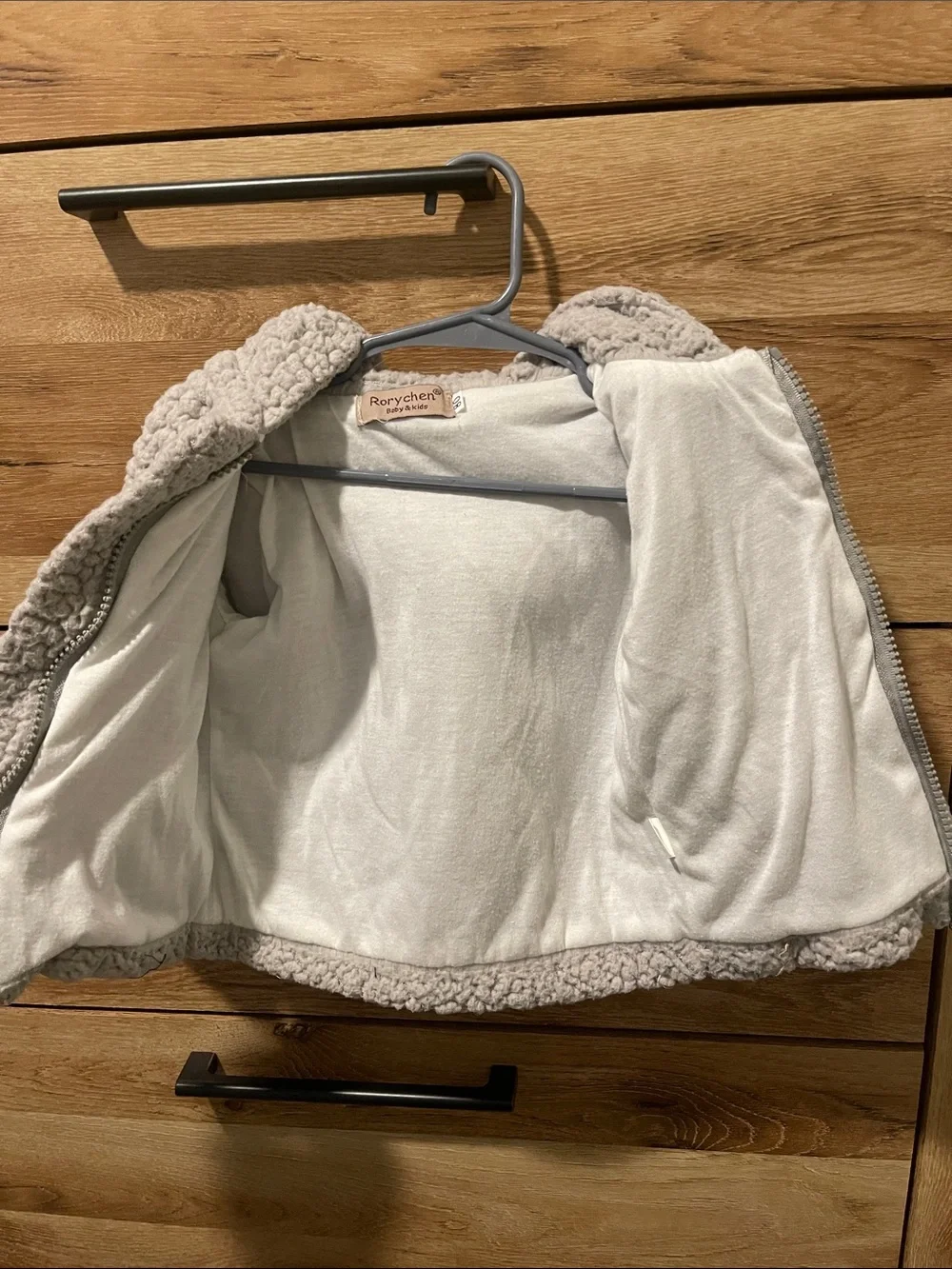 Gray Sherpa Hooded Kids Jacket with Ears
